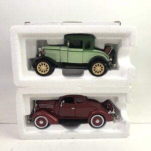 1936 Ford Deluxe Coupe Burgundy & 1930 Ford Standard Coupe Sage Green, Lot of 2